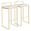 LumiSource Fuji White Faux Leather Contemporary Barstool - Set of 2