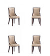 Grand Traditional Wood Upholstered Dining Chair in Tan - Set of 4