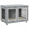 Pawhut 35in Dog Crate End Table With Soft Cushion, Double-door Dog Crate Furniture For Medium Large Dogs, Wooden Wire Pet Kennel For Indoor Use, 35\" W X 23\" D X 26\" H, Grey
