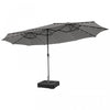 Costway 15Ft Patio Double-Sided Solar LED Market Umbrella Crank 36 Lights Base Grey
