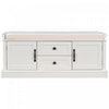 Boyce Solid Wood Storage Bench With 4-door Shoe Cabinet With Cushion - White