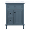 Vivo 24 Inch Single Sink Bathroom Vanity with Flip Drawer and Solid Wood Legs, Blue Gray