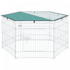 Pawhut Foldable Pet Playpen With Top Cover, Portable Heavy Duty Dog Pen For Dogs, Cats, Chickens, Rabbits, 6 Pannels Dog Fence Outdoor/indoor