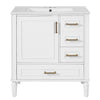 Emerson 30 Inch Bathroom Vanity with Ceramic Sink and Three Drawers, White