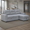 Asher 92 in. Fabric Sleeper Sectional with Storage Chaise and Channel-Tufted Arms - Grey