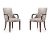 Shubert Modern Wood Vegan Leather and Velvet Armchair in Light Gray - Set of 2