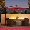 Costway 10 Ft Patio Solar LED Offset Umbrella 40 Lights Crank Cross Base Wine