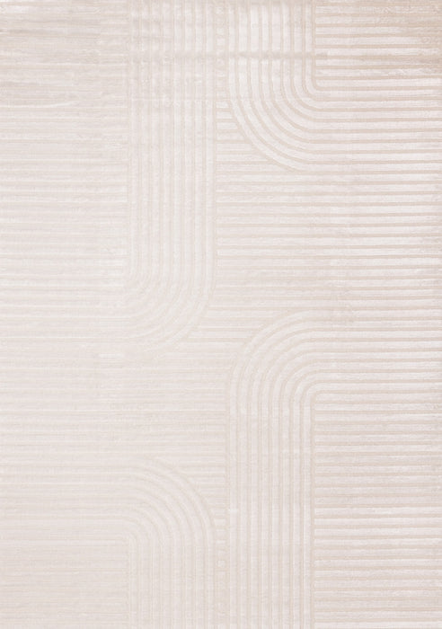 Leonardo White Grey Modern Lines Area Rug - 7'10\" x 10'6\"