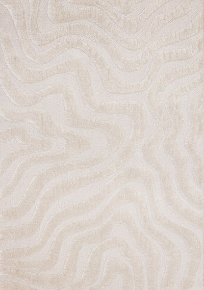 Lincoln Modern Luxurious Plush White Curves Area Rug - 5'3" x 7'7"|Carpette moderne, luxueuse et moelleuse Lincoln blanche à motif de courbes - 5 pi 3 po x 7 pi 7 po