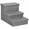 Pawhut Pet Stairs, 3-tier Dog Steps For High Bed Couch With Storage Box, Portable Pet Steps Home Ladder For Small Cat And Dog, Light Grey