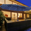 Costway 15FT Twin Patio Double-Sided Umbrella 48 Solar LED Lights Crank Outdoor Navy