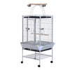 Pawhut 63.5\" Bird Cage For Cockatiels, Conure, African Greys, Porcupines, Indian Ringnecks, Parrot Cage With Wheels, Bird Feeder Stand, Play Top House, Silver