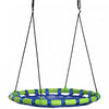 Outsunny 40\" Saucer Swing Giant Hanging Tree Swing, Waterproof Nest Web Rope Seat, Adjustable Hanging Ropes for Children 3-8 Years Old, Indoor Outdoor, Backyard, Playground, Blue
