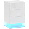 HOMCOM Modern LED Nightstand Bedside Table with Drawers, Glossy White