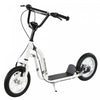 Aosom Youth Kick Scooter With 12'' Inflatable Rubber Wheel, Teens Scooter For Kids 5+ Year Old With Adjustable Height Handlebar, White