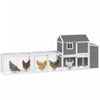 PawHut Large Chicken Coop, 134\"L Wooden Chicken House with Run, Nesting Box, Slide-Out Tray, Waterproof Roof and Ramp, Hen House Rabbit Hutch for 4-6 Hens, Rabbits, Grey