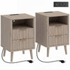 HOMCOM Nightstands Set of 2, Bedside Tables with Charging Station, Grey
