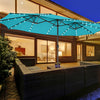 Costway 15 FT Twin Patio Double-Sided Umbrella 48 Solar LED Lights Crank Outdoor Turquoise