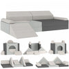 Qaba 12 PCS Modular Kids Play Couch, Child Sectional Sofa, Bedroom and Playroom Furniture for Toddlers, Convertible Foam and Floor Cushion for Boys and Girls, Grey