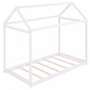 Susan Easy-clean Design Solid Wood House Bed With Roof Frame, Twin Size, White
