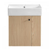 Camille Floating Bathroom Vanity with Ceramic Sink and Right Side Storage, Natural