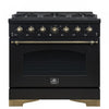 Forno Antico 36\" Freestanding Gas Range, Black, Convection Oven- FFSGS6219-36BLK