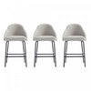 Gracie Modern Metal Upholstered Counter Stool in Stone Gray and Black - Set of 3