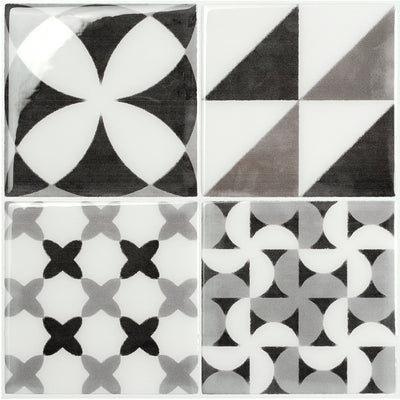Smart Tiles Peel and Stick 4-Sheet 9 x 9 Backsplash - Vintage Roma|Dosseret Smart Tiles peler et coller 9 x 9, 4 feuilles - Vintage Roma