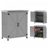 Outsunny Wooden Storage Cabinet, Outdoor Garden Shed W/shelf, Grey