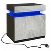 HOMCOM Nightstand, Side Table w/ LED Lights, for Bedroom Cement Grey