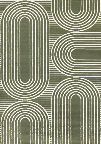 Forte Green White Modern Geometric Arches Area Rug - 7'9" x 10'6"|Carpette moderne Forte verte et blanche à motif d’arches géométriques - 7 pi 9 po x 10 pi 6 po