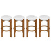 Olivia Rubberwood Indoor Round Seat Bar Stool Set of 4 with Durable Frame and Fabric