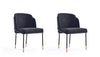 Flor Modern Metal Twill Weave Dining Chair in Black - Set of 2