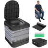 Outsunny Portable Toilet for Adults, Foldable Porta Potty Camping Toilet with 12 Coagulant Packets and 12 Disposal Bags for Camping, Travel, RV, Grey