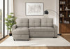 Sleeper Sofa, 90\" Length, Convertible Sofa Bed, Storage Chaise, Light Brown Fabric Sleeper Sofa
