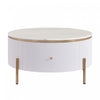 Nelson 31.5\" Modern Round Coffee Table With 2 Storage Drawers, White