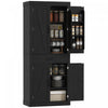 72\" Kitchen Pantry Cabinet, Kitchen Storage Cabinet with Barn Doors, Black