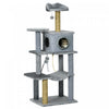 Pawhut 54\" Cat Tree For Larger Cats Adult With Hammock, Tal Cat Tree Tower With Scratching Post, Condo, Platforms, Play Balls For Indoor Cats, Grey