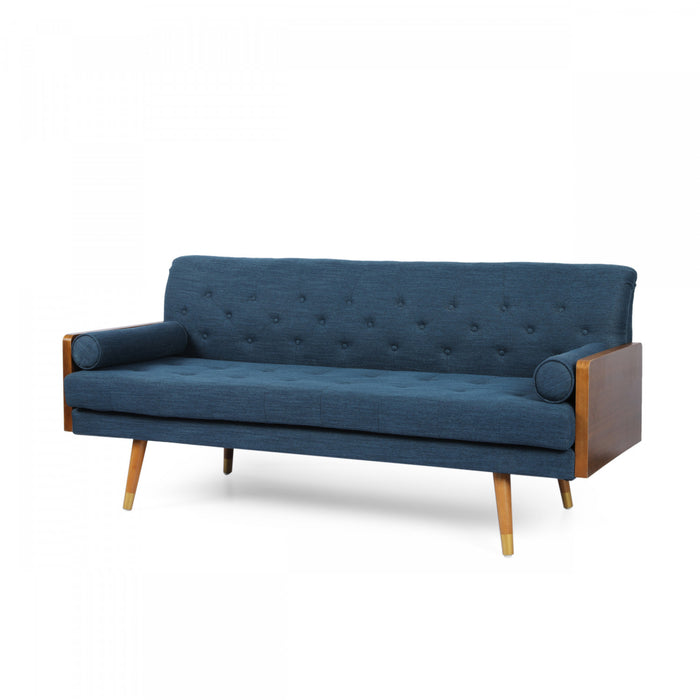 Aidan 3-seater Tufted Fabric Sofa With Foam Cushions - Navy Blue