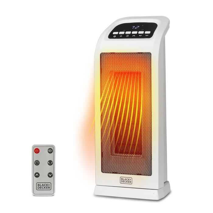 Black+Decker 18.7\" Oscillating Ceramic Tower Heater with Remote