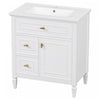 Olivia 30\" Bathroom Vanity with Ceramic Sink and Solid Rubberwood, White