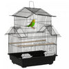 Pawhut 25\" Bird Cage For Finches, Canaries, Budgies, Indoor Parrot Cage With Perch, Swing, Food Container, Slide-out Tray, Handle, Black