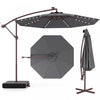 Costway Patio 10FT Hanging Offset Umbrella 32 LED Lights Sand Bag Outdoor Cross Base Dark Gray