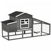 PawHut 79\" Wooden Chicken Coop, Outdoor Hen House, Poultry Habitat with Removable Tray, Nesting Box, Run, Ramp, Grey