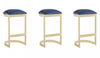 Aura Modern Metal Upholstered Barstool in Blue - Set of 3 Bar Stool