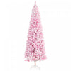 Homcom Snow Flocked Pencil Artificial Christmas Tree With Steel Base Pink