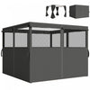 Outsunny 10' x 10' Universal Gazebo Curtains, 4 Panels, Dark Grey