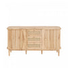 James 55.3\" Modern Minimalist Wood Cabinet with Sliding Doors and Adjustable Shelves,Natural Accent Cabinet