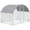 Pawhut Galvanized Large Metal Chicken Coop Cage Walk-in Enclosure Poultry Hen Run House Playpen Rabbit Hutch With Cover For Outdoor Backyard 9.2' X 6.2' X 6.5' Silver