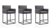 Ambassador Mid-Century Modern Metal Upholstered Counter Stool in Gray - Set of 3 Bar Stool